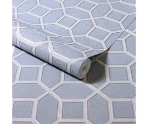 Arthouse Hotel Luxe Origin Geometric Diamond Wallpaper Glitter Metallic Vinyl Soft Blue 295601