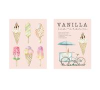 Arthouse Ice Cream Baby Pink Canvas Art, Set Of 2 (H)30Cm X (W)22.5Cm