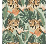 Arthouse Jungle Leopard Light Green Wallpaper One Size Green