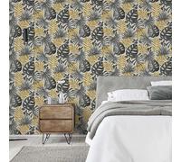 Arthouse Jungle Wall Black/Gold Wallpaper Gold