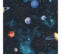 Arthouse Kids Cosmos Space Planets Charcoal Gray Wallpaper - Twinkling Stars ...