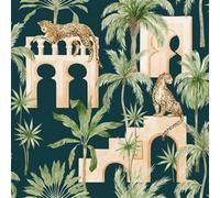 Arthouse Leopard Arches Navy Wallpaper