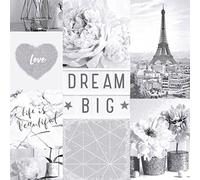 Arthouse Life Is Beautiful Mono Paris Collage Luxury Glitter Wallpaper 692100