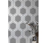 Arthouse Luxe Hexagon Wallpaper Silver