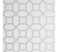 Arthouse Luxe Origin White Silver Wallpaper for Living Spaces & Feature Walls, 53 cm x 10.05 m Roll, 295603