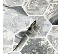 Arthouse Marbled Hex Charcoal Rose Gold Luxury Designer Wallpaper 908502