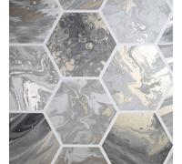 Arthouse Marbled Hex Wallpaper in Charcoal Arthouse Charcoal