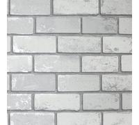 Arthouse Metallic Brick Silver Wallpaper