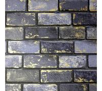 Arthouse Metallic Brick Wallpaper in Navy Arthouse Navy