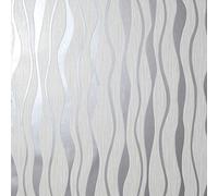 Arthouse Metallic Wave White and Silver Wallpaper - White and Silver