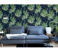 Arthouse Miami Tropics Navy Green Leaves Wallpaper 921407