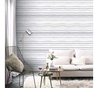 Arthouse | Mineral Stripe White & Silver Wallpaper | Luxury Agate-Inspired Design with Glitter Effect | Paste The Paper Method | 1005 x 53cm