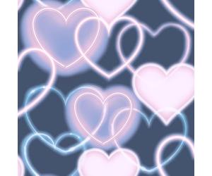 Arthouse Modern Neon Heart Lights Wallpaper for Girls Bedrooms Living Rooms, Feature Walls Kids Bedroom Navy/Pink (925605)