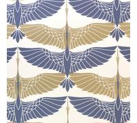 Arthouse Oriental Cranes Gold Navy Wallpaper Metallic Effect Paste The Wall