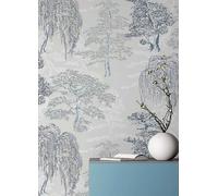 Arthouse Wallpaper Oriental Garden – With Trees – Soft Blue