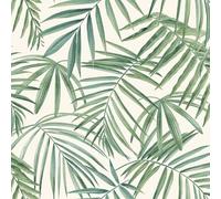Arthouse Palm Leaves Green White Wallpaper - Trendy Stylish Tropical Botanical Floral - Feature Wall Bedroom Living Room Wallcovering 923909
