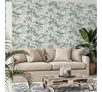 Arthouse King Palm Green Wallpaper Tropical Leaves Botanical White Modern