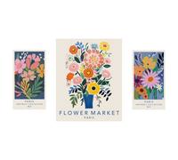 Arthouse Paris Flower Market Multicolour Canvas Art, Set Of 3
