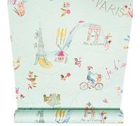 Arthouse Paris With Love Painting Pattern Wallpaper Glitter Motif Eiffel Tower[DUCK EGG 696104]