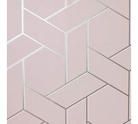 Arthouse Parquet Geo Pink Rose Wallpaper 695500 - Metallic Geometric Abstract