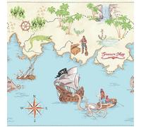 Arthouse Pirates Ahoy Boat Ship Cream Blue Multi Kids Nature Wallpaper Border