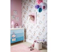 Arthouse Rainbow Unicorn White Wallpaper