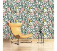 Arthouse Rainforest Escape Green Pink Wallpaper Pink