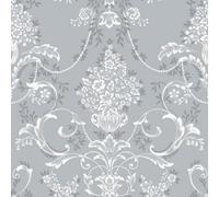 Arthouse Rasch Amelie Damask Floral Blue White Wallpaper Roll Bedroom Hallway Wall Decor Full Roll