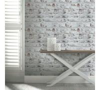 Arthouse Realistic Whitewashed Rustic Old Brick Wall Quality Wallpaper 671100