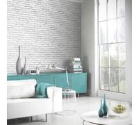 Arthouse Retro Realistic WhiteWashed Old Brick White Wallpaper 623004