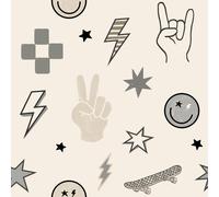 Arthouse Rockstar Mono Wallpaper in Grey Arthouse Grey