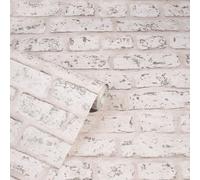 Arthouse Rustic Distressed Brick Wall Effect Blush Pink Metallic Wallpaper