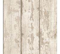 Arthouse White Washed Wood Panel Pattern Wallpaper Faux Effect Distressed Beam