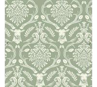 Arthouse Sage Green Stag Damask Quality Wallpaper 923706