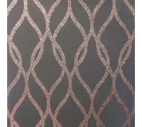 Arthouse | Sequin Trellis Charcoal/Rose Wallpaper | Glamorous Sparkly Trellis Design | Paste The Wall Application | Stylish Feature Wall Décor | 600 x 53cm