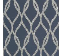 Arthouse Sequin Trellis Navy Silver Glitter Metallic Effect Wallpaper Modern Feature Wall Wallpaper - 921804