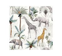 Arthouse Animals Jungle Wallpaper Elephant Palm Tree Green Grey Yellow Serengeti