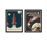 Arthouse Space Black & Red Canvas Art, Set Of 2 (H)40Cm X (W)30Cm