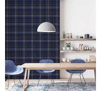 Arthouse Twilled Plaid Navy/Gold Wallpaper Gold