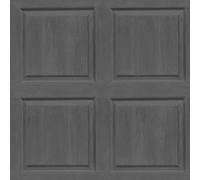 Washed Panelled Wallpaper - Charcoal