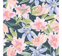 Arthouse Watercolour Floral Navy Wallpaper One Size Blue