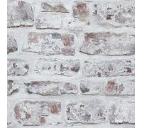 Arthouse Whitewashed White Brick Wallpaper - Photographic Design - 3D Effect - Realistic Rustic Brick - Urban Industrial Loft Effect - Paste The Paper - Easy to Hang - 10m / 32.8ft Roll - 671100