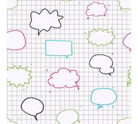 Arthouse Wipe Clean Speech Bubbles Wallpaper - Wipe Clean - Bedroom - Classroom - Office - Toilet - White Gloss Finish 10m Long Roll - 920003