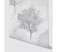 Arthouse Wonderland Trees Silhouette Shimmer Effect Design Wallpaper Mono 256701