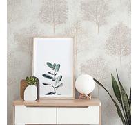 Arthouse Wonderland Tree Pattern Wallpaper Silhouette Forest Stripe Glitter Roll[NATURAL 256702]
