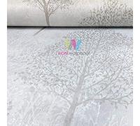Arthouse Wonderland Tree Pattern Wallpaper Silhouette Forest Stripe Glitter Motif (Natural 256702)