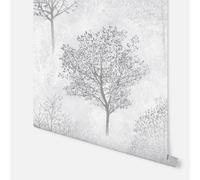 Arthouse Wonderland Tree Silhoutte Forest Mono Wallpaper Glitter Finish 256701