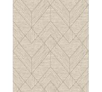 Arthouse Wood Grain Geo Neutral / Gold Wallpaper