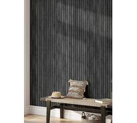 Arthouse Wood Slats Wallpaper Charcoal
