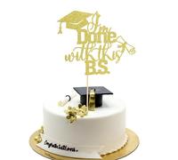 Arthsdite 1 Pc I'm Done with This B.S. Cake Topper, Congrats Grad Class of 2025, Gold Glitter